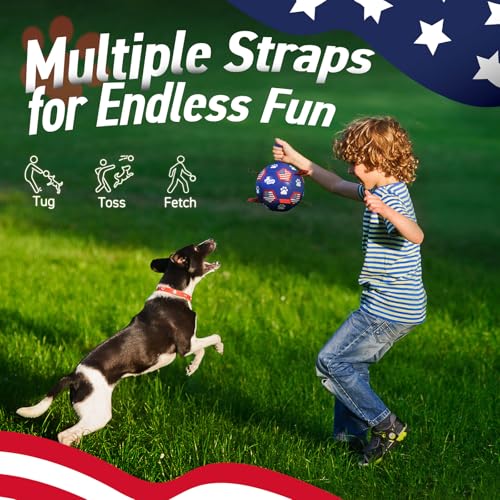 Dog Toys Soccer Ball with Straps (Flag / 8 Inch)
