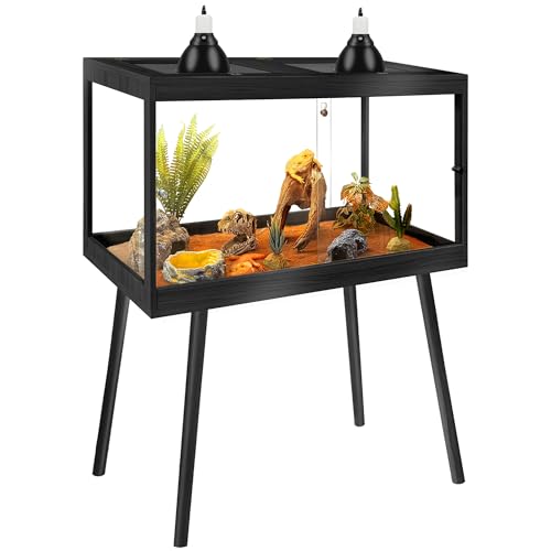 Reptile Enclosure with Leg (Black / 24"x16"x16",30Gallons)