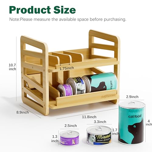 Rolling Bamboo Cat Food Can Organizer