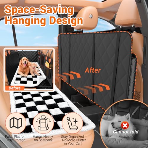 Hard Bottom Car Seat Cover for Dog swith Removable Soft Blankets (White / For Car/SUV/Small Truck)