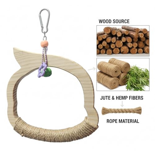 Wooden Bird Swing Toy with Rope Swing (colorful)