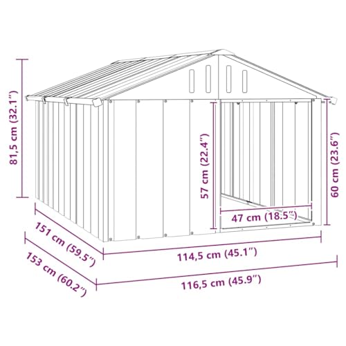 Dog House Anthracite 45.9"x60.2"x32.1" Galvanized Steel