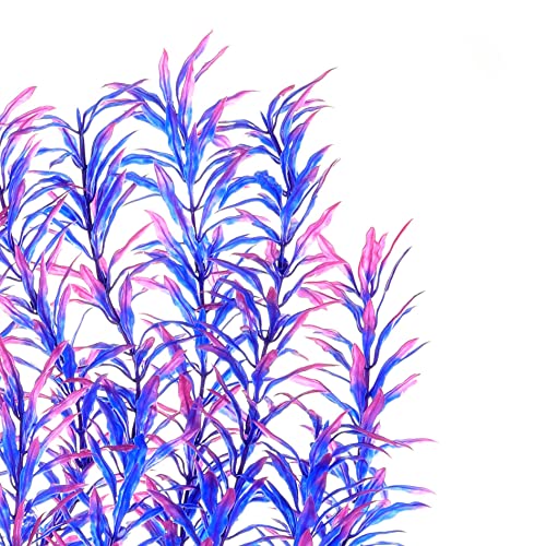 Aquarium Decor Plastic Plants Extra Large 21 Inches Artificial Plants (Purple 2pcs)