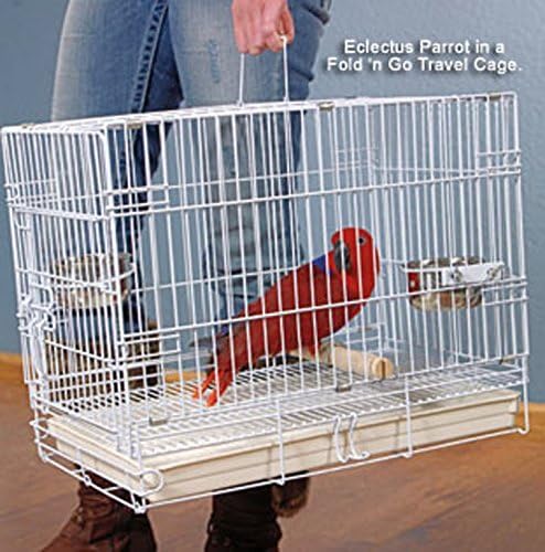 Durable Easy Portable Metal Travel or Veterinary Collapsable Parrot Bird Carrier Bite (White)