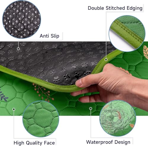 Washable Pee Pads for Dogs Large 24" x 72" 2 (Leaves - Green / Runner 24x72 Inch (Pack of 2))