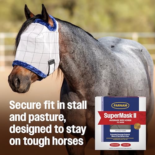 SuperMask II Horse Fly Mask Without Ears For Eyes (Average Horse)