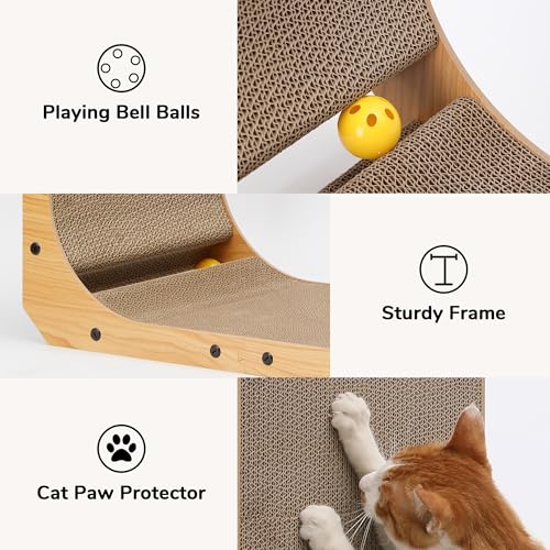 Cat Scratcher for Indoor Cats (1 Pack 32.7 in Wood Color)