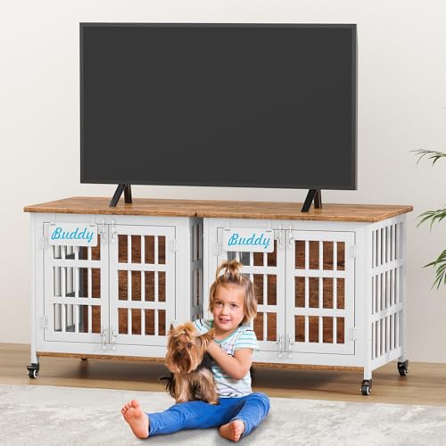 27" 33" Heavy Duty Dog Crate Furniture with Name Tag (White & Beech / 26.8"L x 20.9"W x 23.2"H)