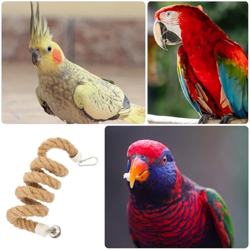 Bird Rope Perch Parrot Rope Toy for Bird Cages 39.37in Climbing Toys for Birds with Stable Clips Hanging Accessories for Play Exercise and Cage Decoration
