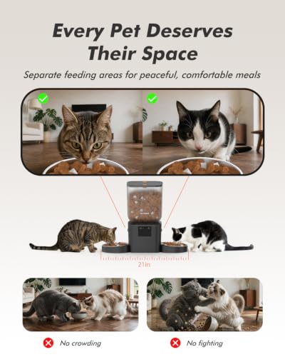 Automatic Cat Feeder for 2 Cats with 2K Cameras (Matte Black)