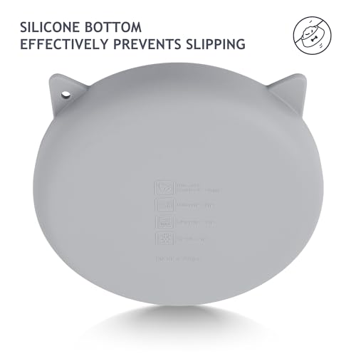 Slow Feeder Cat Bowl Silicone Pet Puzzle Feeder for Slow Eating (Gray / 1 Cup)