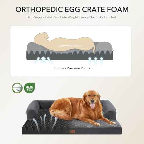 Orthopedic Dog Bed for Extra Large Dogs (Dark Grey / 48.0"L x 30.0"W x 8.0"Th)