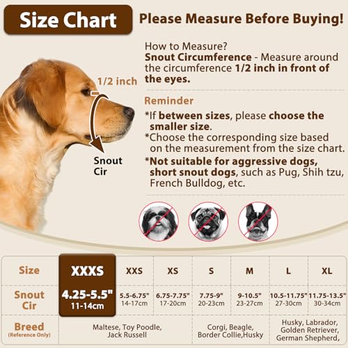 Dog Muzzle Anti Eating for Small Medium Large Dogs (XXXS)