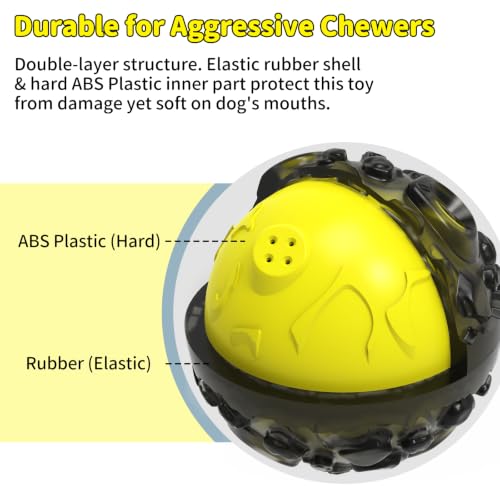Dog Giggle Balls for Aggressive Chewers Interactive Dog Toy Ball (Yellow)