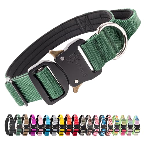 Tactical Dog Collar (Basic Green - Handle Style / M: Neck 14.5" to 18")