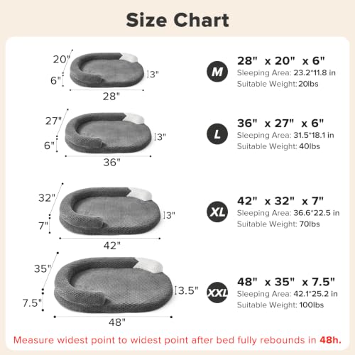 XL Orthopedic Dog Beds Large Sized Dog (Dark grey / XL(42"x 32"x 7"))
