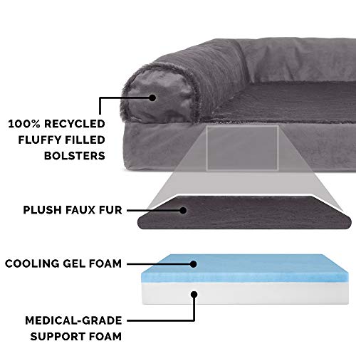 Cooling Gel Dog Bed for Medium (Medium / (Plush & Velvet) Platinum Gray)