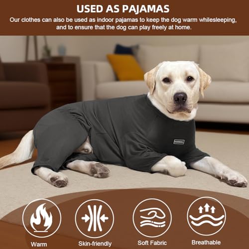 Dog Pyjamas PJS Sweater Clothes and Home Clothing Suitable for Medium to Large Breeds of Dogs (Thin Gray / 3XL)