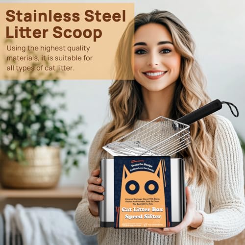 Heavy Duty Stainless Steel Cat Litter Scoop with Holder