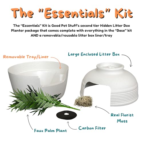 Original Hidden Litter Box Planter (Palm Plant / Essentials Kit / Soft White)