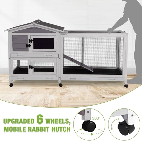 2 Story Rabbit Hutch Indoor Large Bunny Cage with Chew