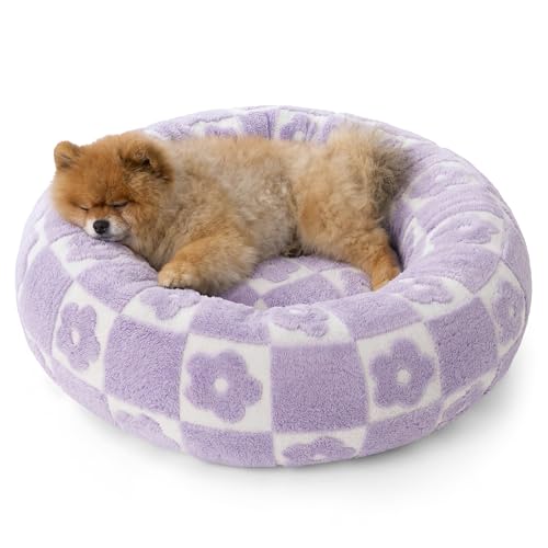 Shown on TV Jacquard Donut Small Dog Beds (23.0"L x 23.0"W x 7.0"Th / Flower Checks)