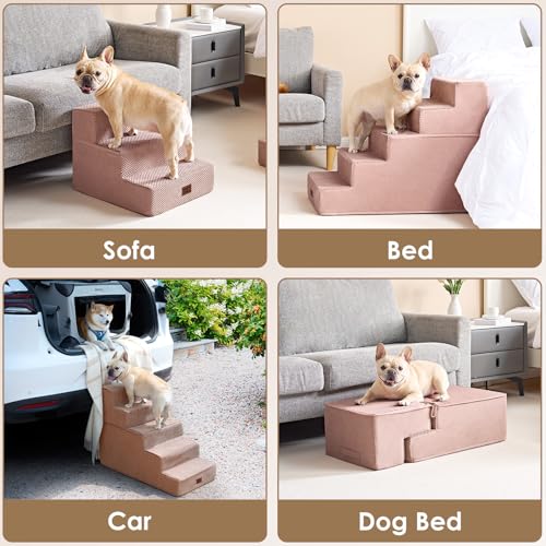 Dog Stairs for High Bed 22.5" H (Pink / Standard 15.7" x 30" x 22.5")