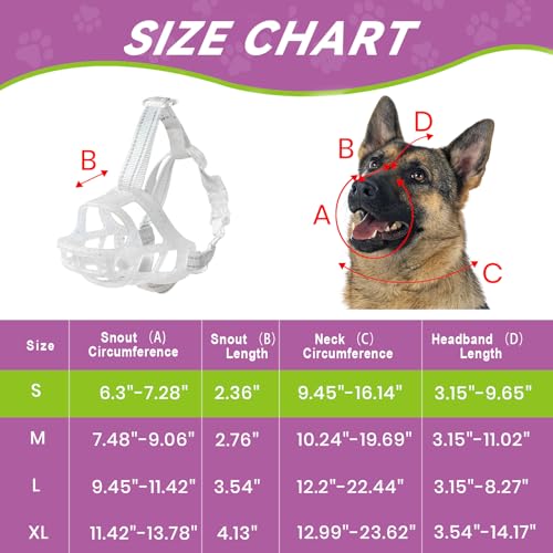 Glow-in-The-Dark Dog Muzzle, Basket Muzzle for Small Medium Large Dogs,Anti-Biting Chewing, Lightweight Cage Design,Allows Drinking & Panting,for Grooming & Training Size S (Size S Sout(6.3"-7.28"))