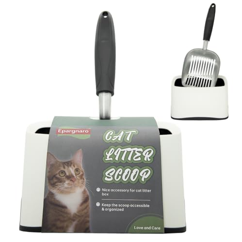 Heavy Duty Cat Litter Scoop with Holder (Black)