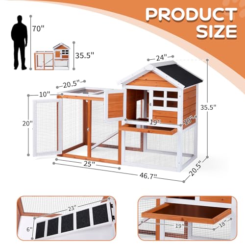 Rabbit Hutch Small Wood Chicken Coop (Orange)