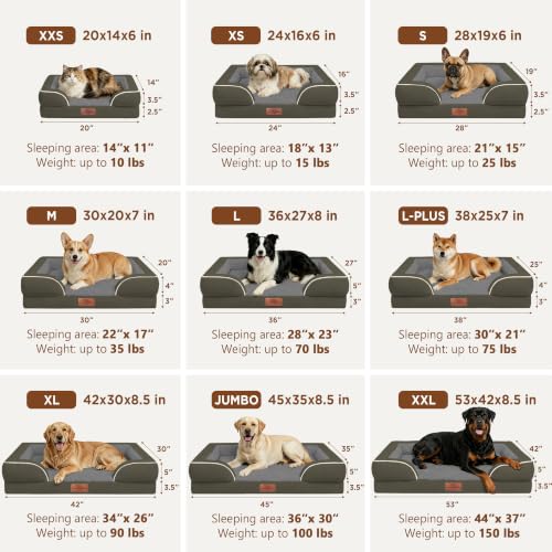 Waterproof Orthopedic Dog Beds for Extra Large Dog (45.0"L x 35.0"W x 8.5"Th / Dark Green)