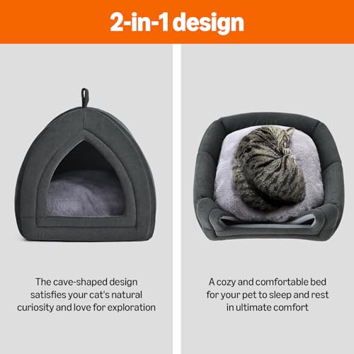 Cat Cave Bed 2 (Grey / S-15"×15"×15")