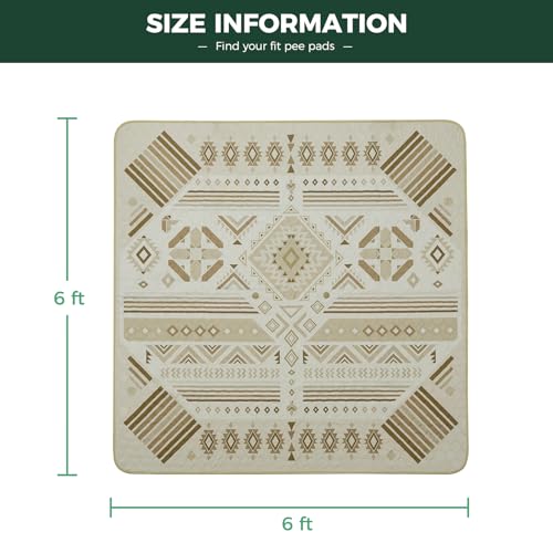 Washable Pee Pads for Dogs (Khaki Geometric / 71" Square (1 Pack))