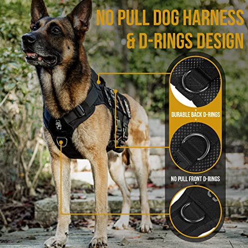 No Pull Tactical Dog Harness for Medium Dog (Black / M)