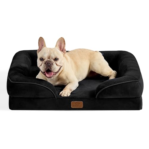 Orthopedic Dog Bed Medium Size Dogs (Black / 28"l X 23"w X 6.5"th)