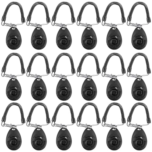 18 Pcs Dog Training Clicker with Wrist Strap for Pets (Black)