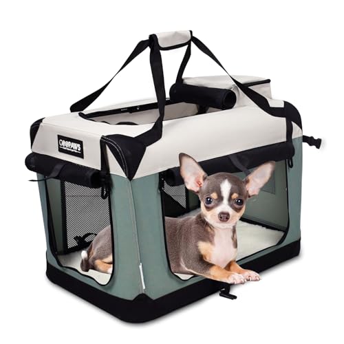 3 Door Soft Dog Crates Kennel (1-Shale Green)