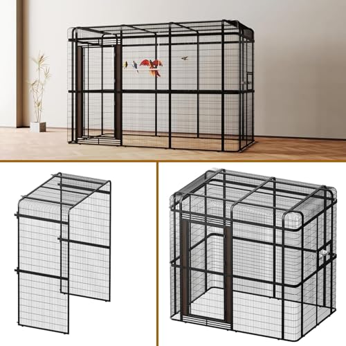 10FT Extra Large Bird Cage for Parakeets Outdoor Bird Aviary Parrot Cage with Perch (Black / 120.0"L x 63.0"W x 81.5"H)
