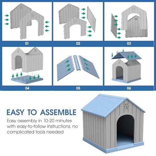 Large Dog House Outdoor Indoor for Medium Large Dogs (Classic Blue / 36.2" L x 38" W x 38" H)
