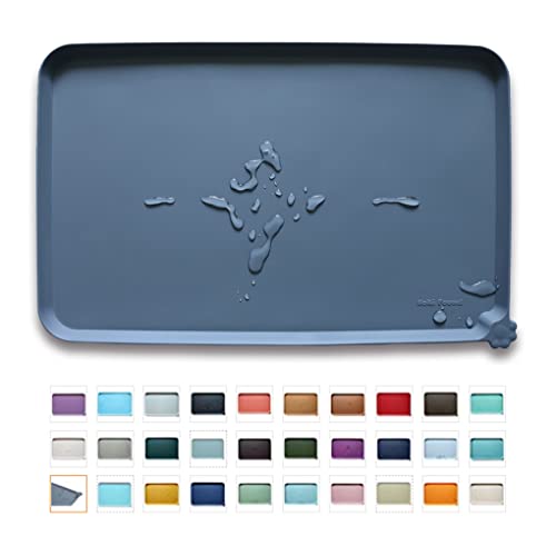 Waterproof Pet Feeding Mats with High Lips (19" x 12" / Gray)