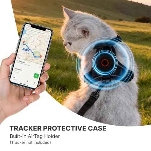 Cat Harness Leash Set with AirTag Holder (Black for Airtag / S)