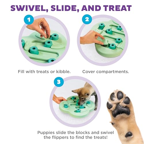 Nina Ottosson Puppy Hide N' Slide Dog Toy Treat Puzzle (Green / 1 Count (Pack of 1))
