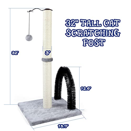 32" Tall Cat Scratching Post with Arch Groomer
