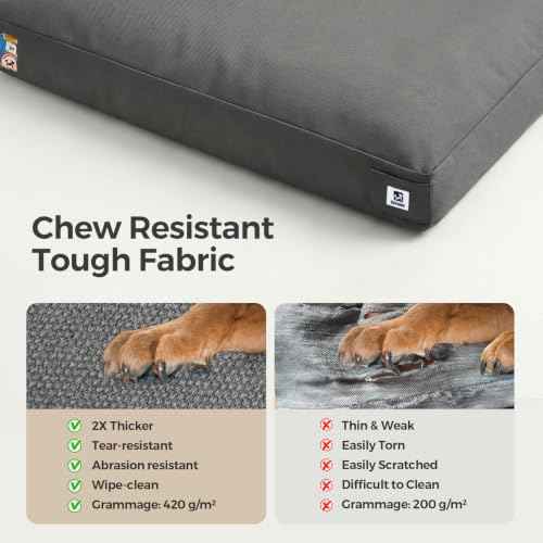47 Inch Indestructible Dog Bed for Aggressive Chewers (Dark Grey / XX-Large)