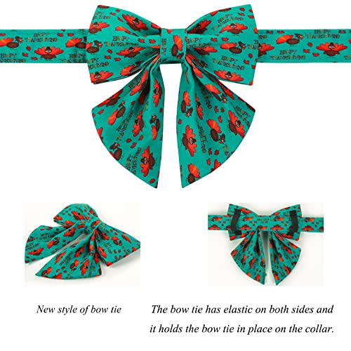 Thanksgiving Day Dog Collar with Bowtie (X-Large (Pack of 1) / Turkey(Sailor Bow))