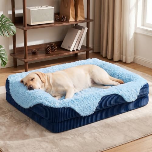 Orthopedic Dog Bed for Large Sized Dog (Blue / 38"L x 28"W x 7"T)