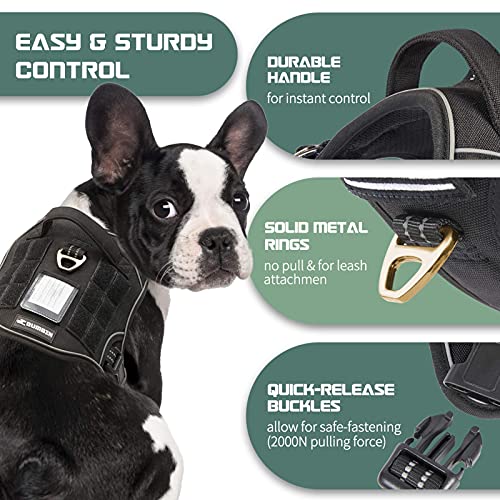 Tactical Dog Harness for Medium Dogs (Black / M(Neck:16-20", Chest:17-27"))