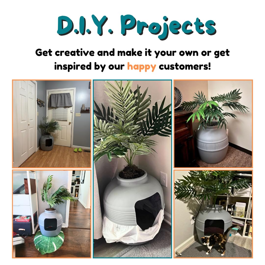 Original Hidden Litter Box Planter (Broad Leaf Philodendron / Base Kit / Pebble Gray)