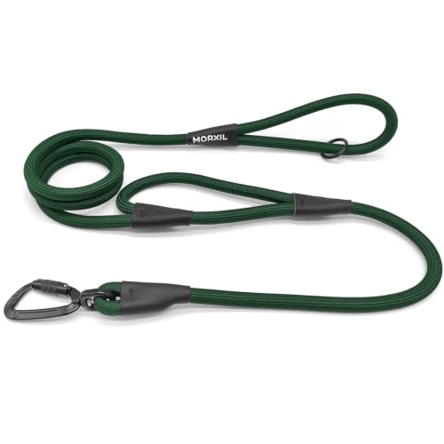 Rope Dog Leash with Two Handles (Dark Green / 6FT*0.51" Two Handle)