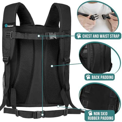 Dog Backpack Carrier Airline Approved Cat Pet Puppy Bag (Black)
